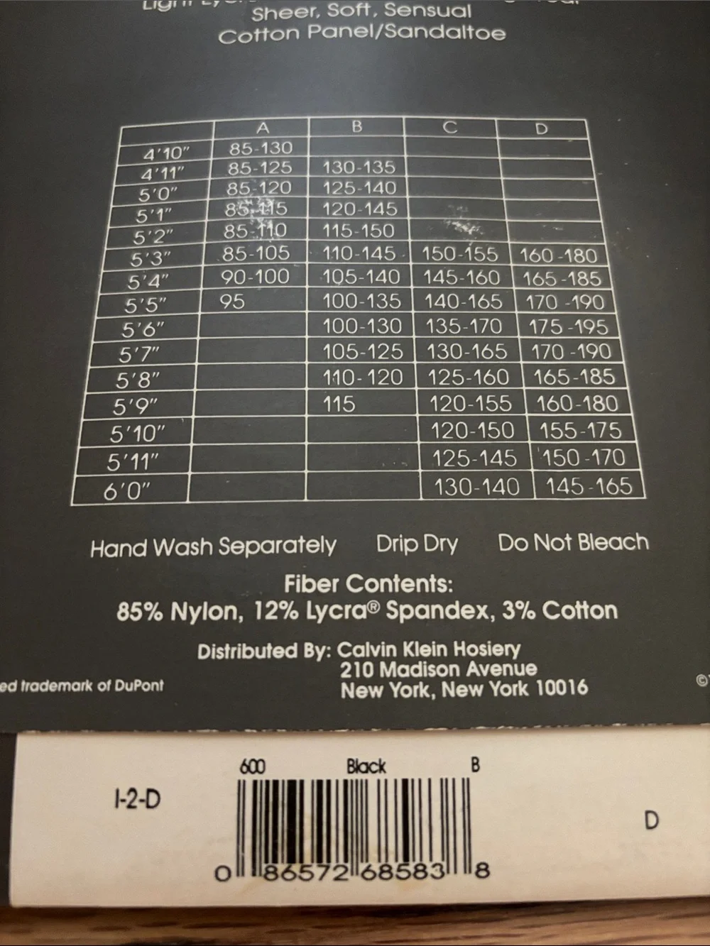 Calvin Klein Ultra Sheer Light Lycra Pantyhose - Black